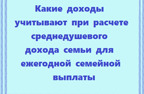 Ежегодная семейная выплата: какие доходы учитывают при расчете среднедушевого дохода семьи
