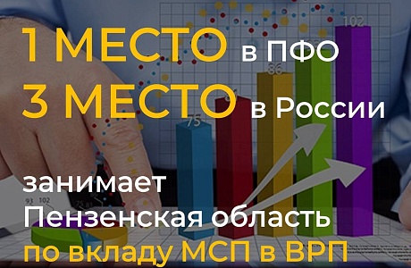 Пензенская область вошла в ТОП-3 регионов России и осталась лидером ПФО по доле малого и среднего предпринимательства в валовом региональном продукте. 