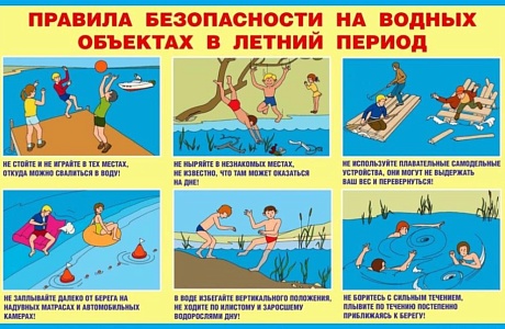 Правила безопасности на водных объектах в летний период