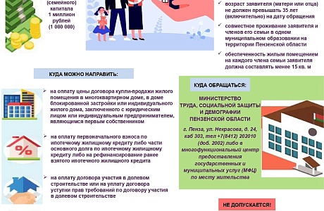Региональный (семейный) капитал в размере 1 миллиона рублей